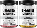 Jacked Factory Kreatin Monohidrat Gumies 5g Dnevni odmerek (1g na Gummy) - Kreatin Gummy za moške in ženske, Vegan-prijateljski, Potovanja-prijateljski, tretje-party Tested - 150 Gummies, Watermelon & Lemon