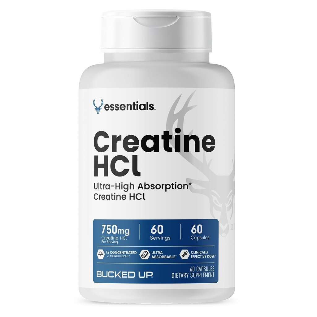 Bucked Up - Creatine HCL, 750mg Serving - 60 Servings (60 Capsules)