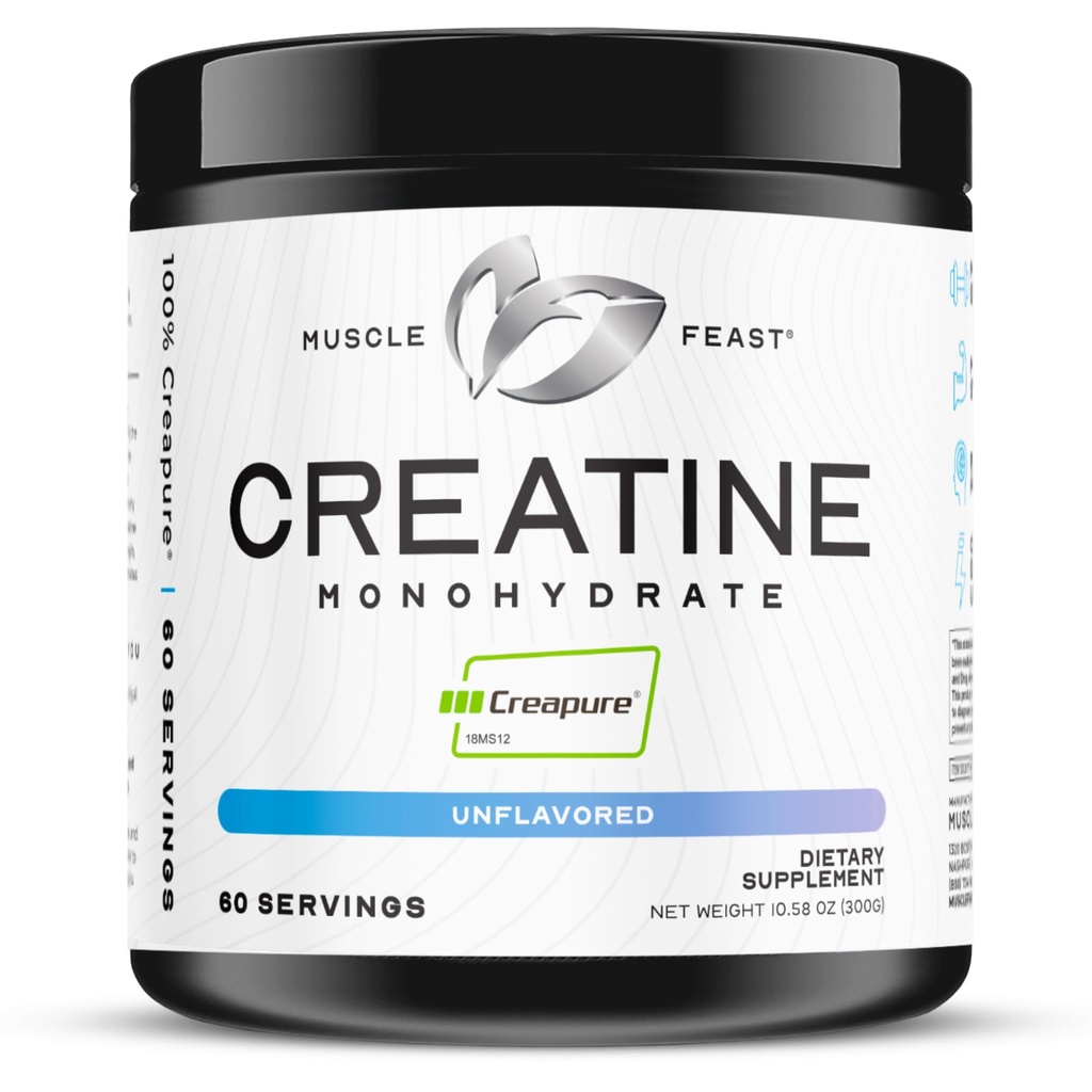 Muscle Creapure Kreatin monohidrat v prahu, Vegan Keto prijazno Gluten-free, Mass Gainer, Muscle Recovery dodatek in zaupanja vreden kreatin za rast mišic, Kreatin prašek, nearomatizirana, 300g