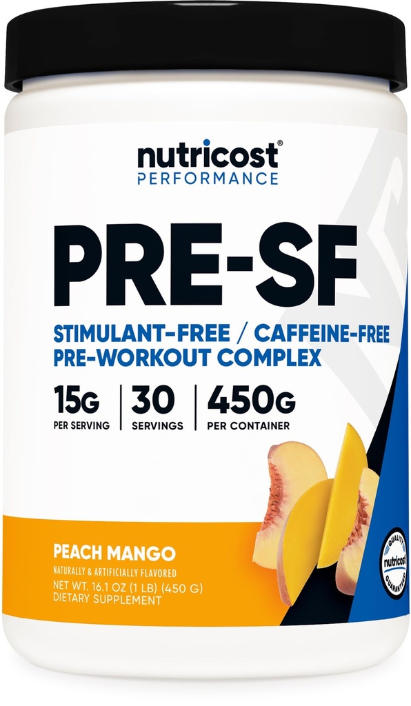 Nutricost Stim-free Pred-World, 30 Serving (Peach Mango) - Kofein Free, Stimulant Free, Non-GMO, Gluten Free