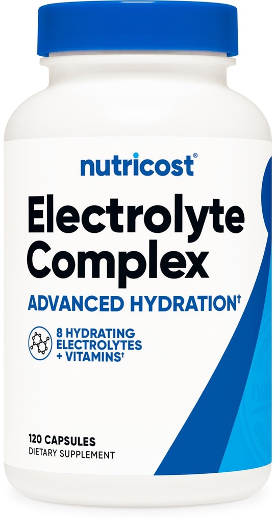 Nutricost Elektrolitski kompleks Napredna hidracija (120 kapsul) - 8 Hidrativni elektroliti in vitamini, Gluten brez, ne-GMO, vegetarijanec