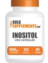 BulkSupplements.com Kapsule inozitol - Vitamin B8, Inositol 1000mg za splošno wellness - Gluten prost, 2 Kapsule na serviranje, 120 Število (paket po 1)