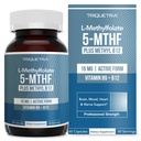 L Methyl Folate 15mg + Methyl B12 Cofactor, High Potency Active 5-MTHF Form