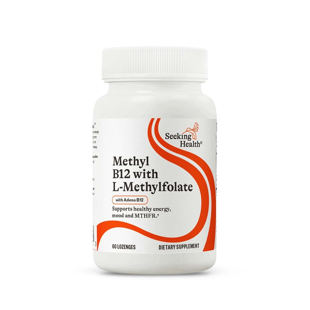 Iskanje zdravja metil B12 z L-metilfolatom - Podporni dodatek MTHFR - Metilation Support Supplement - Lozenges za podporo zdravju možganov in energije - 60 Lozenges