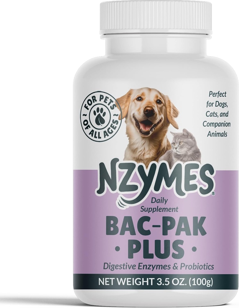 Nzymes® Bac-Pak Plus 100 Gramovi prebavni encimi in probiotiki za prebavo, ohlapna orodja, diareja, zaprtje, izboljšan vnos hranil - Made in the USA