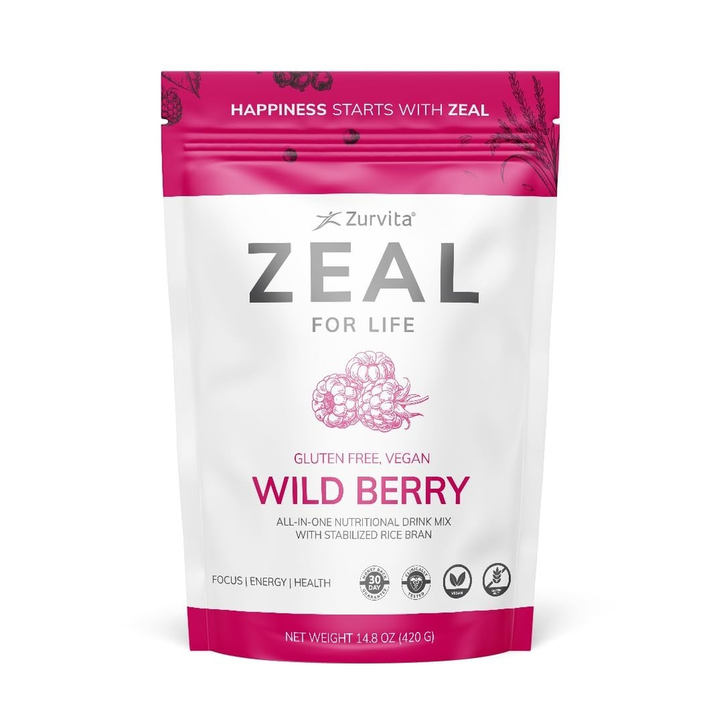 Zurvita - Zelenje za življenje 30-dnevno Wellness vrečko - Wild Berry Flavor - Daily Nutritional dodatek za vitalnost, imuniteto, & splošno Wellness - 420 Grams