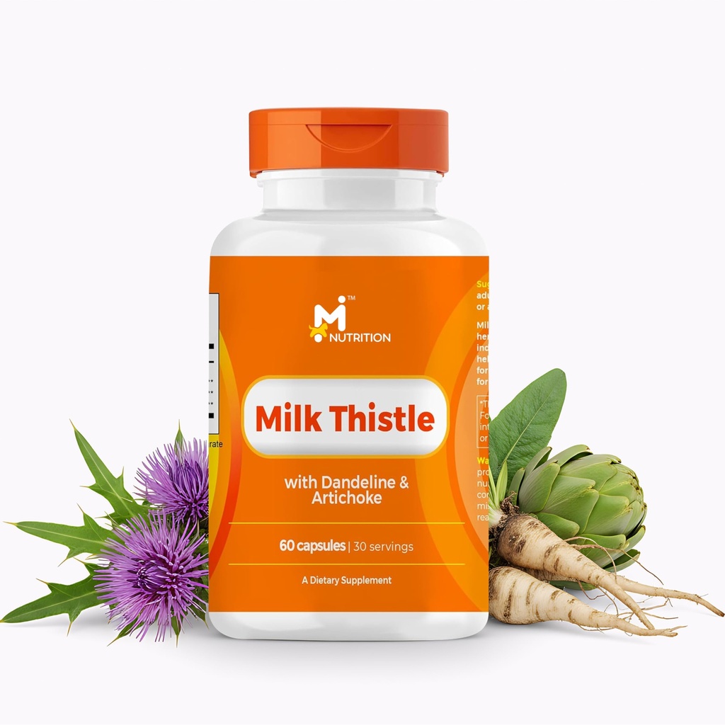Milk Thistle Jetra Support dodatek 20:1 Extract z Dandelion Root & Artichoke Leaf, Jetra Detox Podpora, Antioksidant & Prebavna podpora, Non-GMO, Gluten-free, 3. stranka Tested, 60 Kapsule