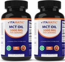 Vitamatska 2 pakiranja MCT Oil kapsule 3000 mg na serviranje - 180 softgels - iz kokosovega olja - vsebuje 55% kaprilne kisline C8 in 40% kapric kisline C10 (skupaj 360 softgel)