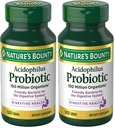 Bounty Lactobacillus Acidofilus Probiotic Supplement - Dnevni probiotik za ženske/moške Prebavno zdravje,100 Milijoni organizmov, Vegetarijanec,1 Služi na dan,120 Tablete,(Pack z 2)