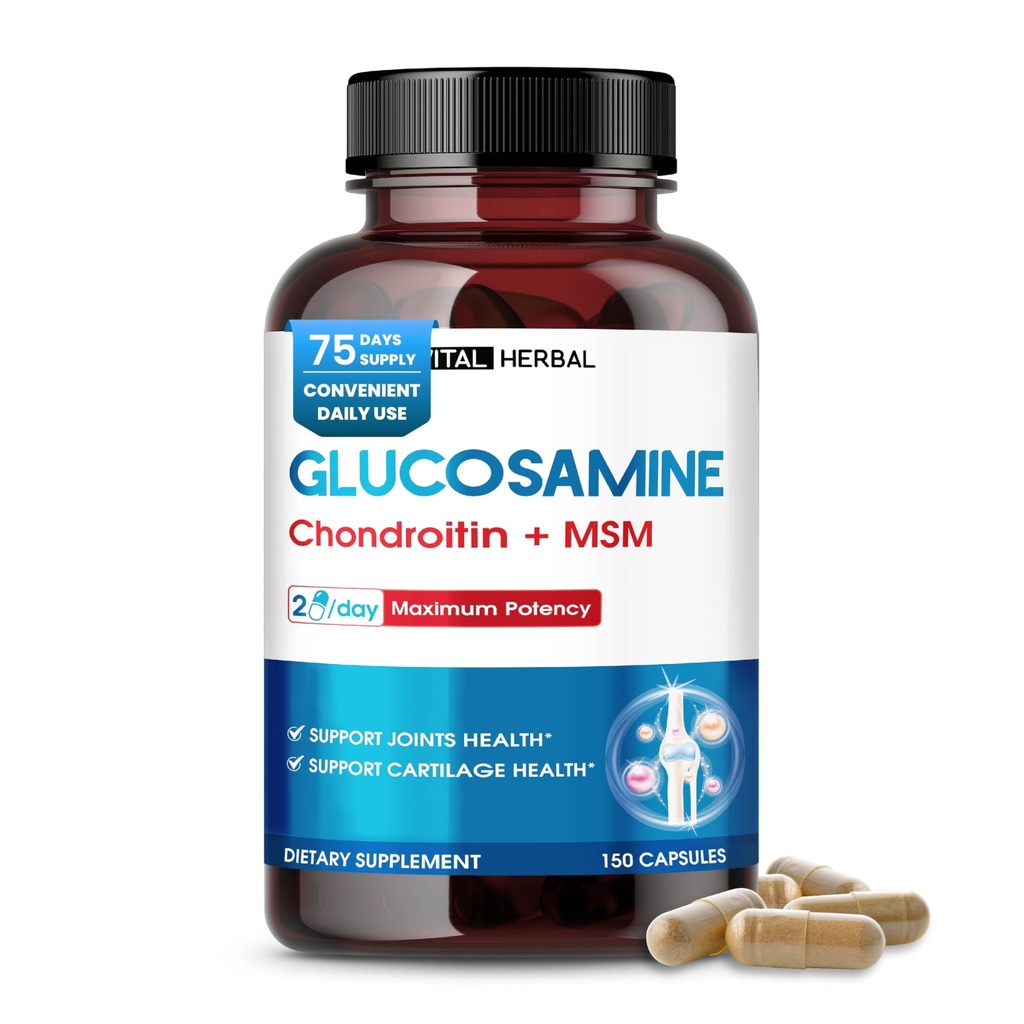 VITAL HERBAL liposomski glukozamin s hondroitin, MSM- Največja moč- Podpora sklepov, Kartilaža- Izdelano v ZDA