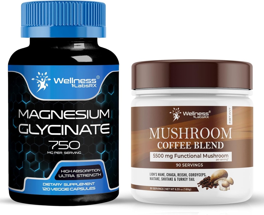 Wellness LABSRX Magnezij Glicinat Kapsule 750mg - Mešanica kave iz gob