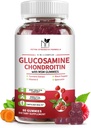 Glukozamin Chondroitin Gumies Trojna moč (1.000mg glukozamin,750mg Chondroitin) z MSM, Kurkurja, Quercetin, Vitamin E, Skupna podpora dodatek, Antioksidant 60 Gumies Raspberry aroma