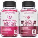 Hormonsko ravnovesje & Magnezij Gumiji za mišične krče, PMS Gumiji Aleviate Bloating & Mood Swings, Magnezij pomaga preprečiti Cramps & spodbuja okrevanje mišic - 60 Vegan Gumies na steklenico
