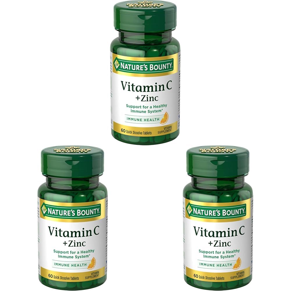 Bounty vitamin C + cink, dodatek vitamina, podpira imuno zdravje, 60 mg, 60 tablet (paka 3)