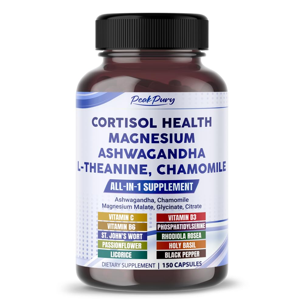 CORTISOL Health Ashwagandha Magnezij Kamilica L-Theanin - Izdelano v ZDA