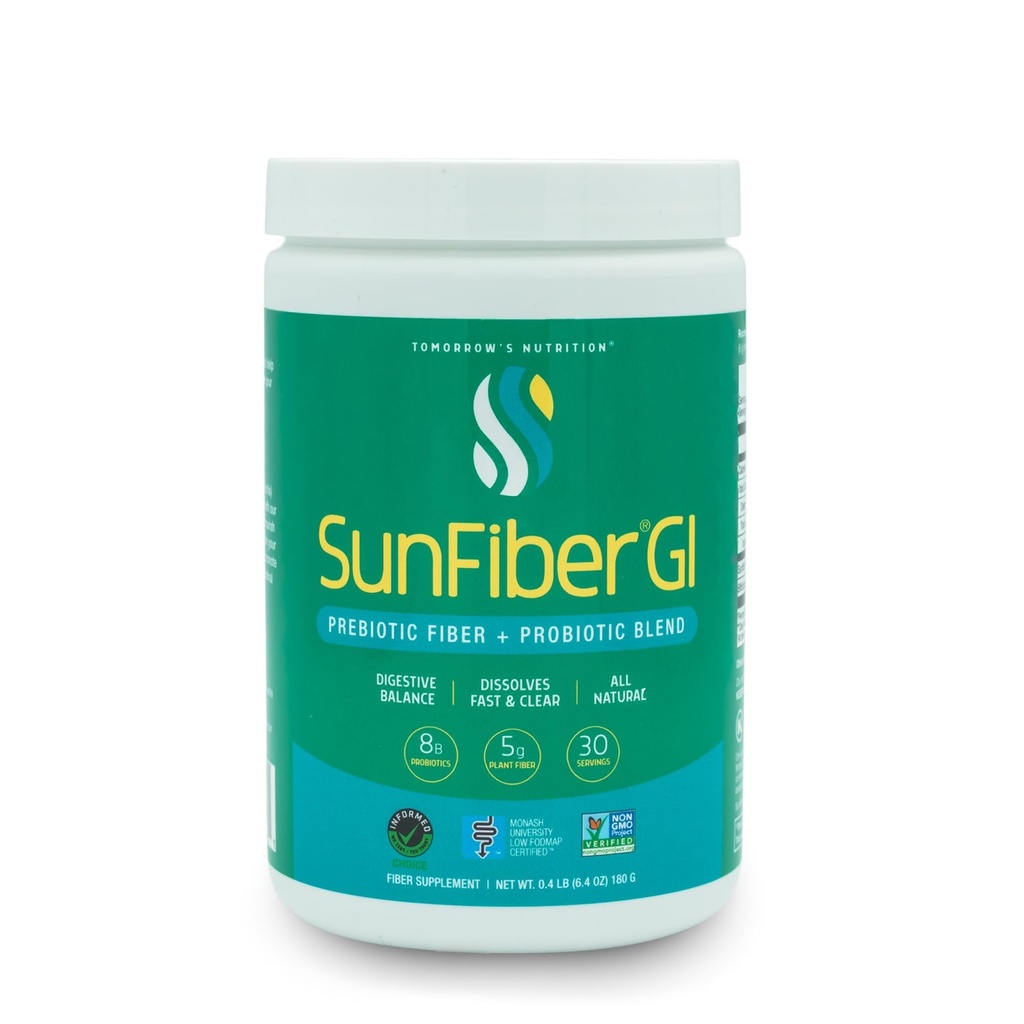 Jutri's Nutrition Sunfiber GI, Prebiotic Fiber & Probiotics, 5g Prebiotic Fiber & 8 milijard probiotikov na strežbo, Nizka FODMAP, 30-dnevno oskrbo, 30 dan
