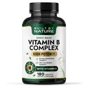 Zgrajena z naravo Vitamin B Complex – Super B Complex Vitamini za ženske in moške – Energija, Stres in Imunska podpora – Visoka moč B Vitamini Complex z B12 – 180 Tablete
