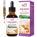 Cat Melatonin naravne kapljice za pomiritev, podpora pada spanje in zdravo spanje, zeliščni ekstrakt sprostitev dodatek z L-teanin, Valerian, Catnip, Pasijon cvet in kamilice. 2 oz