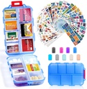 14 Mreže Travel tablete Organizator Box z 415-Pcs Medicine Ime Nalepke - žepni dnevni Lekarna Case Container Kit - Travel Medication Imetnik Dispenser za ribje olje Vitamin dopolnilno shranjevanje - Čista modra