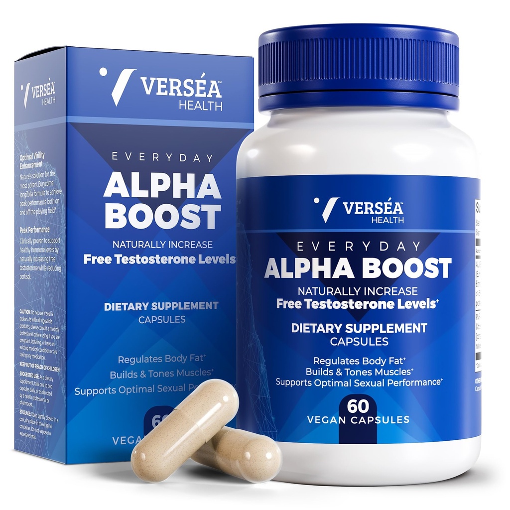 Alpha Boost – Natural Free Testosterone Support, Energy, Stamina, Endurance & Vitalnost za moške in ženske, Multivitaminski za zdravo staranje in učinkovitost in uporabo VESIsorb® (60 Ct)