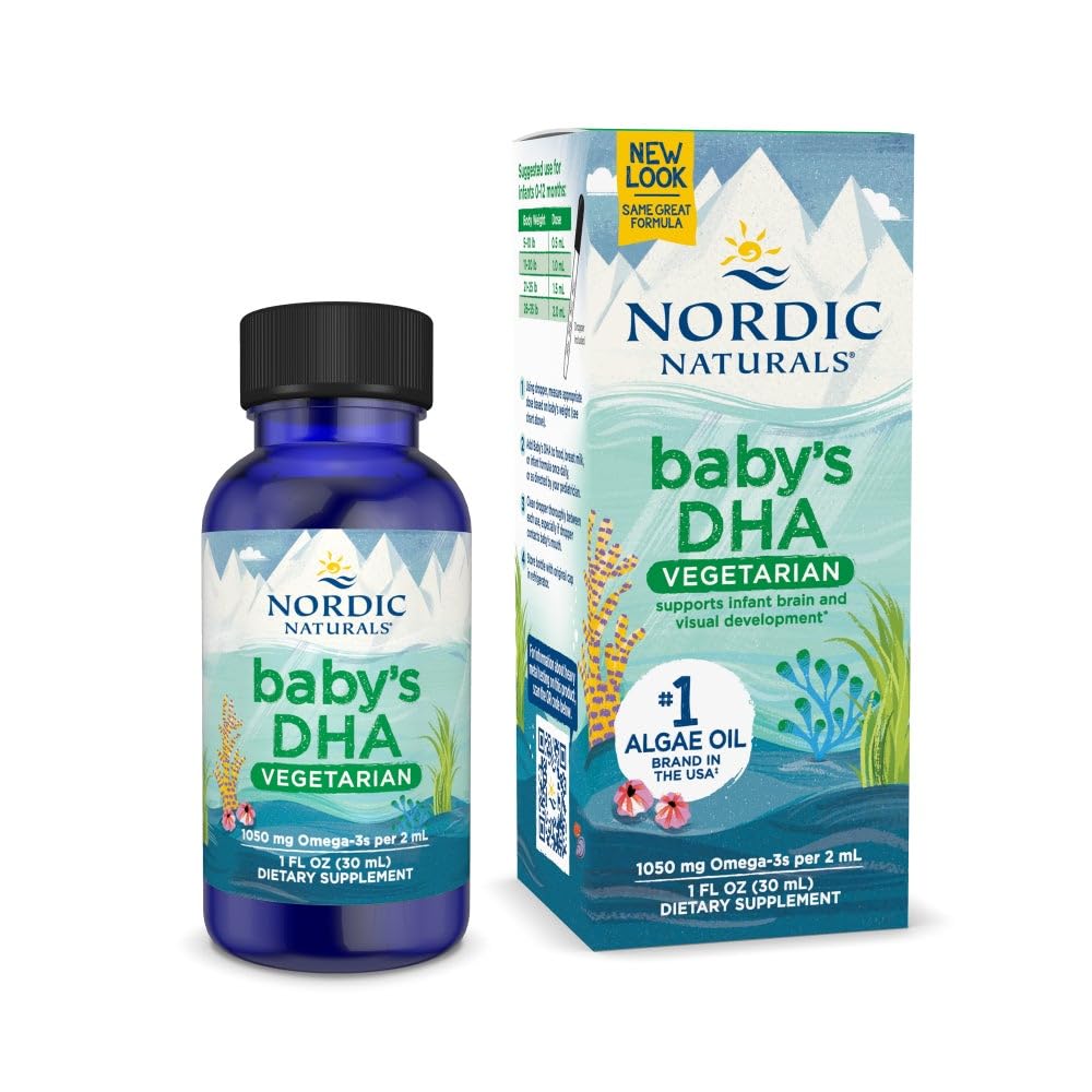 Nordic Naturals Baby’s DHA vegetarijanski, nearomatizirani - 1050 mg Rastlinsko osnovani Omega-3-1 oz - Podpira razvoj možganov in vida pri dojenčkih - Non-GMO, Vegan - 15 Služabnikov