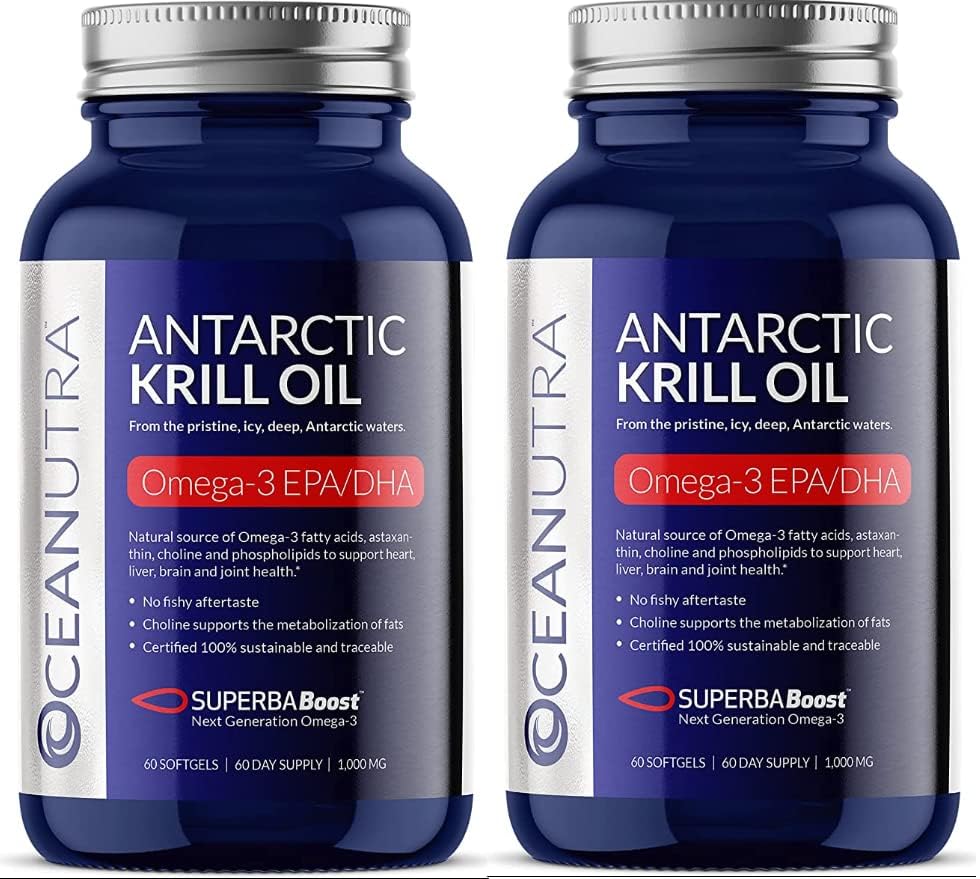 100% Pure Krill Oil 1000MG 120-dnevno dovajanje Dvojna moč 56% Fosfolipidi Astaksantin Trajnostna Antarktika SuperbaBoost Omega 3 EPA DHA Heart Brain Care, tretje-delni test, Brez ribjega olja