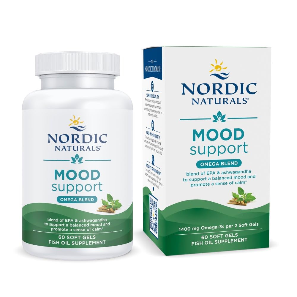 Nordic Naturals Podpora razpoloženju Omega Mešanica - Unflavored - 60 Soft Gels - 1400 mg Omega-3 Dopolnilo z EPA & DHA - Spodbuja uravnoteženega razpoloženja in sernosti - Non-GMO - 30 Servings