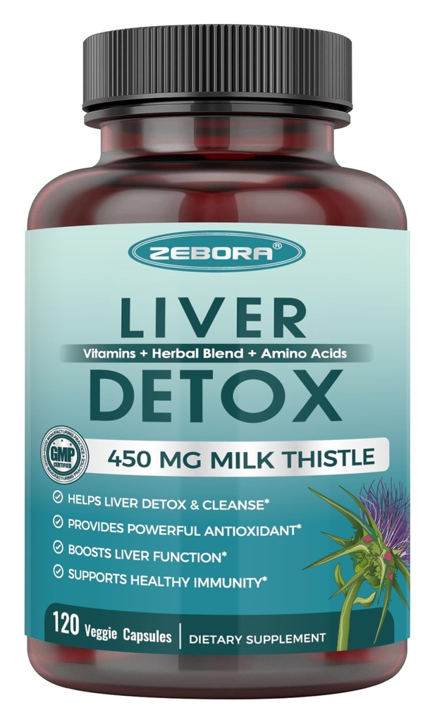 Milk Thistle dodatek za čiščenje jeter Detox & Popravila, Jetra dodatek s 450 mg Milk Thistle Extract (80% Silymarin) za podporo in zdravje jeter, brez GSO, 120 Veggie kapsule (60 Day-Supply)