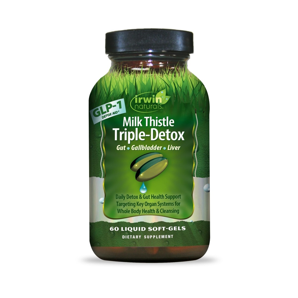 Irwin Naturals Milk Thistle Triple-Detox – Napredna podpora za jetra in razstrupljanje, 60 Tekoči softgels