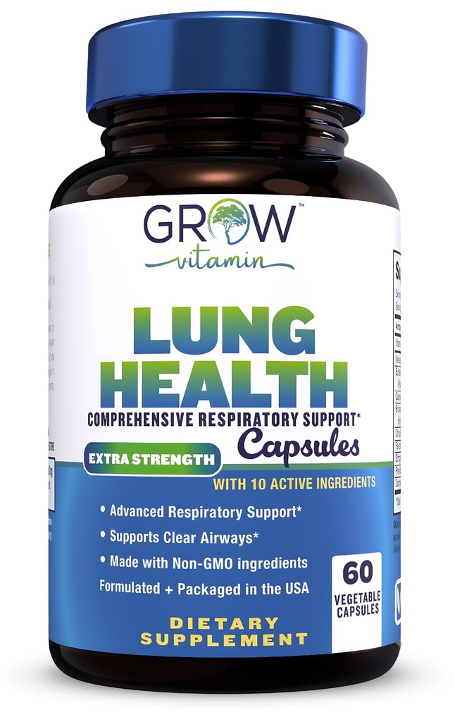 rast vitamina Lung zdravje, dihalna podpora dodatek, pljučno zdravje dodatno moč podpora, čiščenje pljuč formula z vitaminom C za podporo Bronhial sistem, dih Clear Airways - 60 kapsule