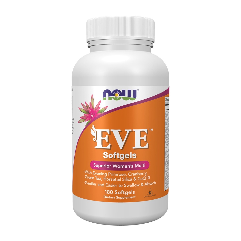 NOW Foods Supplements, EveTM ženski multivitamin z večerno primrose, brusnice, zeleni čaj, konjsko repo Silica & CoQ10, 180 softgels