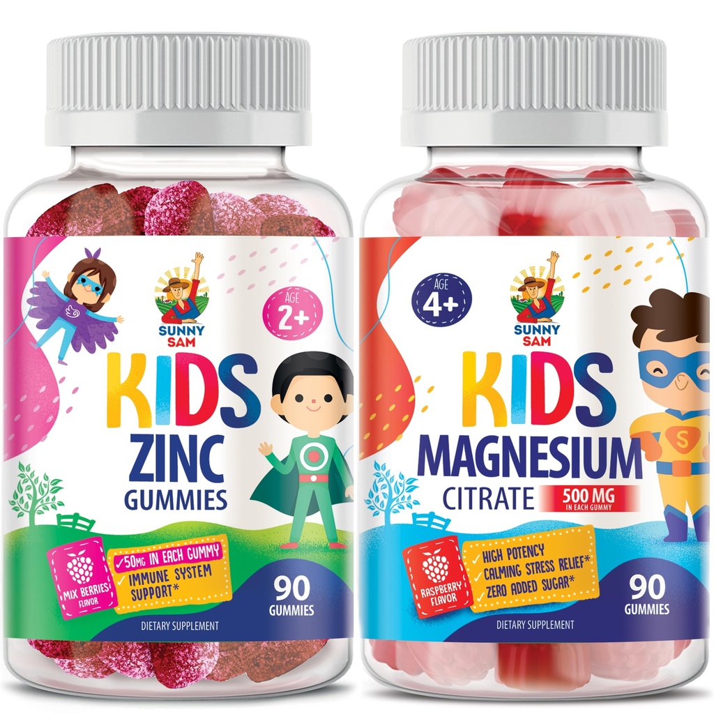 Magnezij Gumiji za otroke in odrasle - 500mg & cink Gumiji za otroke in odrasle - cink žvečljivi gumi za imuno podporo - močan naravni antioksidant Non-GMO dodatek za otroke moške ženske odrasle.