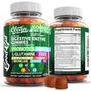 Čisti nutracevtiki Prebavni encimi s probiotiki in prebiotiki za digestivno zdravje Gumies & L-glutamin za Gut Health Bromelain Apple Pectin Inulin FOS Rastlinski veganski Gummy vitamini