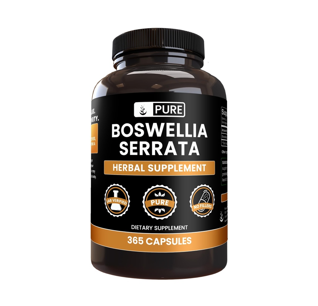 Čiste izvirne sestavine Boswellia Serrata (365 kapsul) Brez magnezija ali riževih polnil, vedno čista, laboratorij preverjen