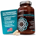 OmniBiotika Ultimate Daily Multivitamin za ženske in moške – 34 Bistvene sestavine, vključno z vitaminom A, C, D, E, B6, B12, Biotin, cink – 120 Veganske kapsule