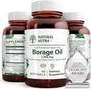 Naravni Borage Oil Supplement – bogat z gama-linolensko kislino (GLA), A Potent Omega-6 Essential Maščobne kisline Znan po podpiranju kože, živcev in skupno zdravje 90 Softgels.