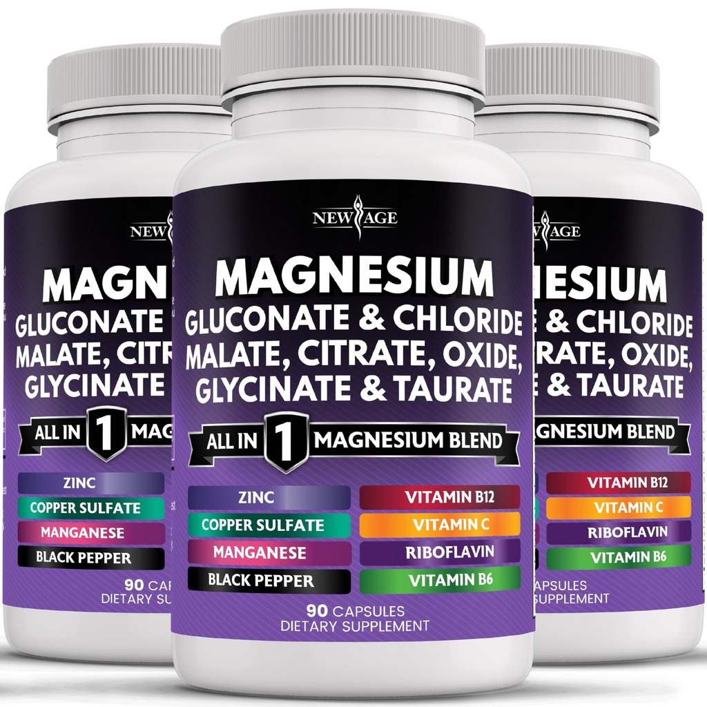 NOVA STAROST Magnezij dodatek -Powerful Glycinate Citrate Malate Oksid Taurate Aspartat Gluconate Orotat & Mag Klorid Manganese kost zdravje in kosti moč, skupno podporo- 270 Število