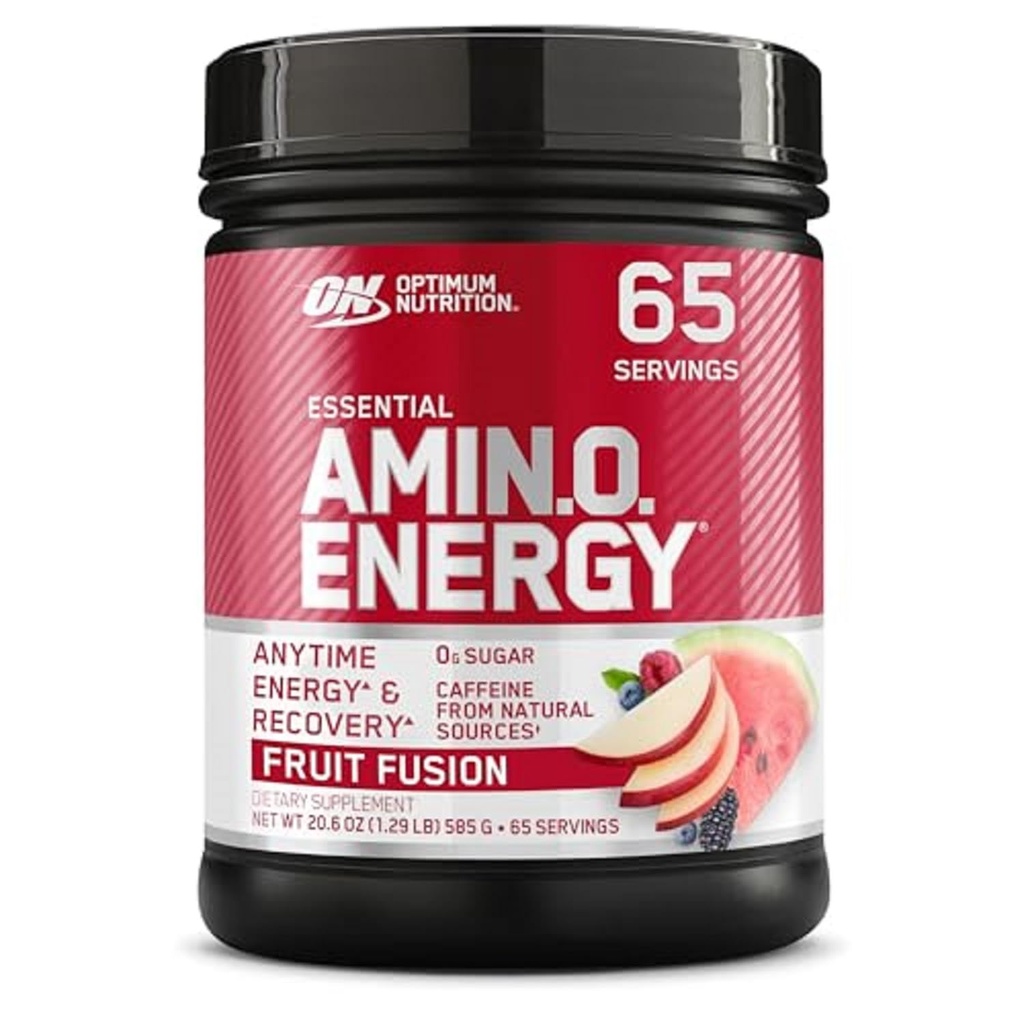 Optimum Nutrition Amino Energy - Pred vadbo z zelenim čajem, BCAA, Aminokisline, Keto Prijazno, Green Coffee Extract, Energy Powder - Fruit Fusion, 65 Serving (Packageing May Vary)