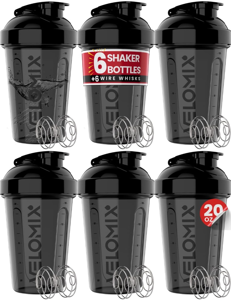 VELOMIX - 6 PAKIR - Shaker skodelice za stresanje beljakovin 20 oz - 6x Wire Whisk 