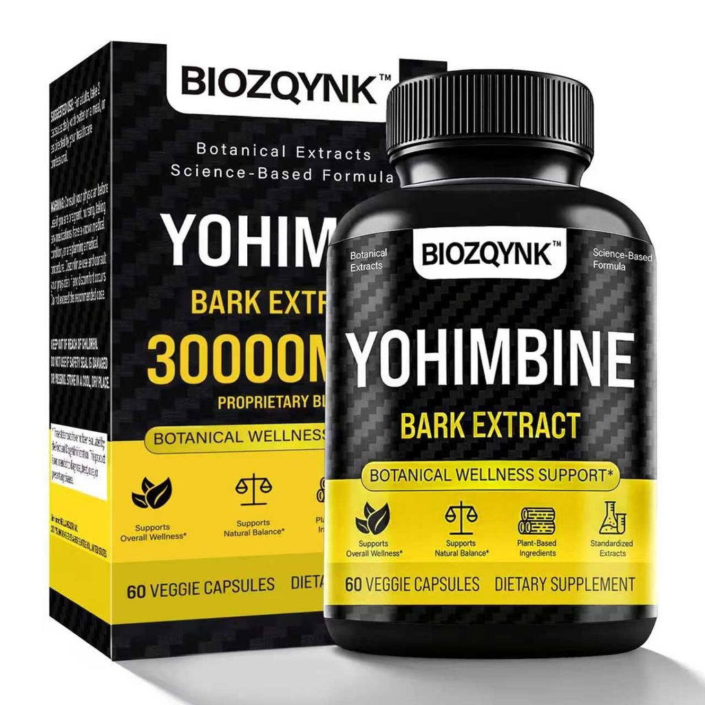 Botanična vitalnost Formula – Yohimbe Extract + Muira Puama + Maca Root + Črna paprika in cink – Rastlinska mešanica za dnevno wellness – 60 veganskih kapsul