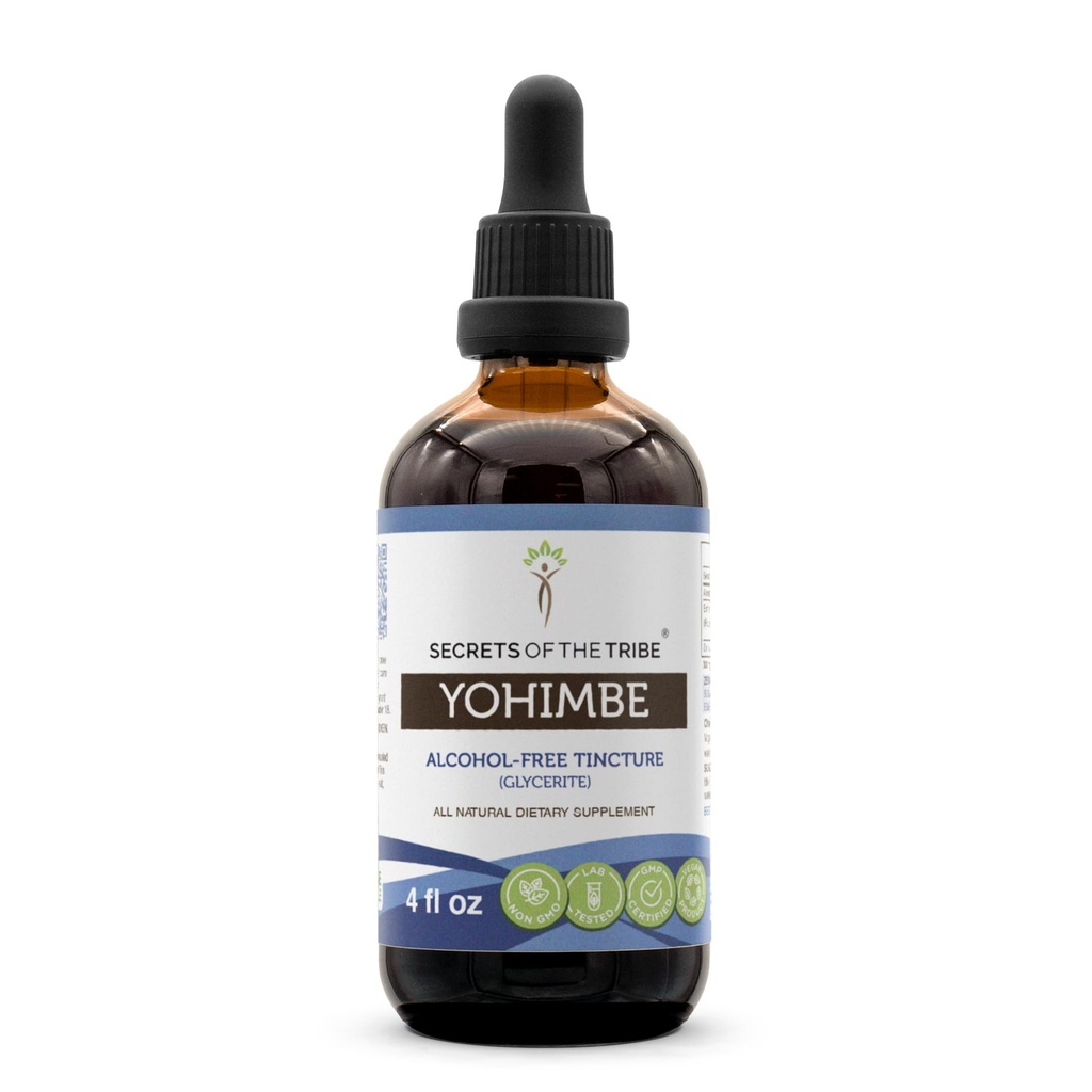 Skrivnosti tekočega ekstrakta Tribe Yohimbe brez alkohola, Wildcrafted Pausinystalia yohimbe Sushed Bark (4 FL OZ)