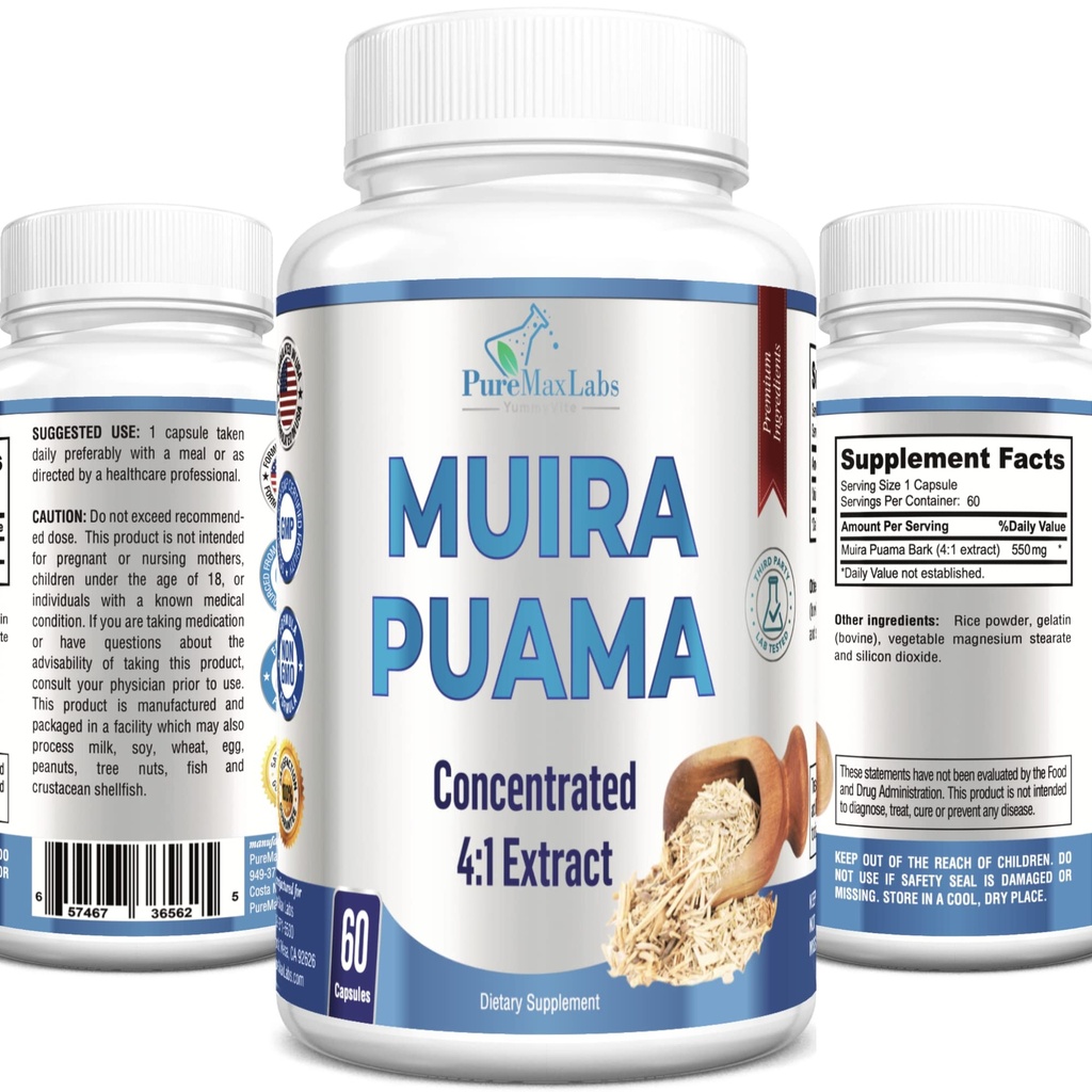 Kapsule Muira Puama - koncentrat 4:1 ekstrakt, ekvivalenten 2200 mg na kapsulo, 60 kapsul