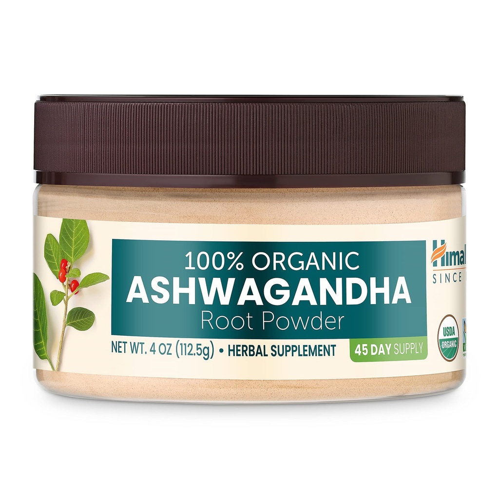 Himalaja Organic Ashwagandha Powder, 45 Day Supply - Herbal Adrenal Support for Stress Relief, Energy Support and Occasional Sleepness - USDA Organic, Non-GMO, Vegan, Gluten Free, Flavorless 4 oz