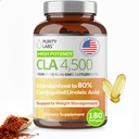 Čisti laboratoriji CLA Dodatki 4500MG - Ne-GMO Safflower Oil - Podpira energijo, hujšanje, zdravje srca in zdravje mišic - 180 Mehki geli