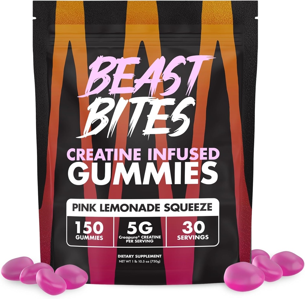 BEAST BITES - Kreatin Infundirani Gumiji - 5g Creapure Kreatin Monohidrat na strežbo - NSF Certified for sport - 30 Servings