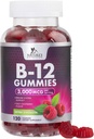 B12 Vitamini Energija Gummies 3000 μg - Extra Jakost B 12 Gummi za podporo Presnova in imunski sistem - Žvečljiva prehrana B12 Dodatki za odrasle in otroke Kofein Brez Gummy Vitamin - 120 Gummies