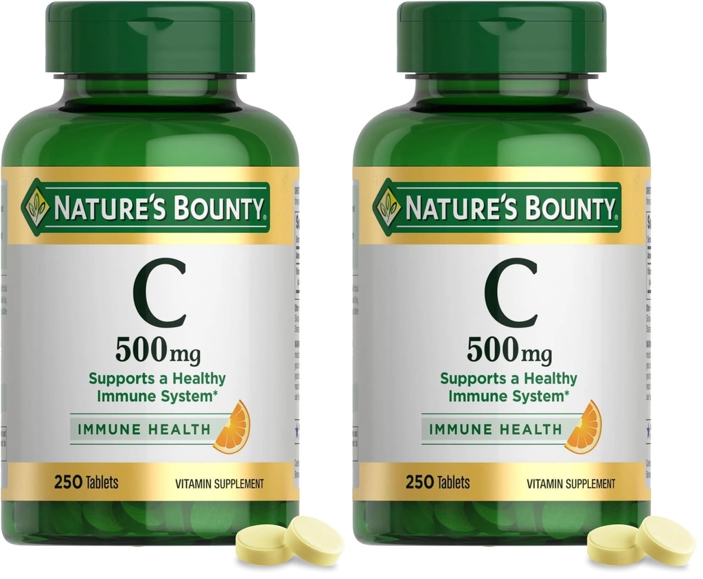Bounty vitamin C 500mg,Podpira zdrav imunski sistem,Daily Vitamin dodatek,250 vegetarijanske tablete,(Pack z 2)