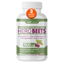 Gade Nutrition Hero Beets - korenske kapsule sladkorne pese 1500mg - koreninski prah iz organske pese + vitamin C cink, bezgova jagoda, grah, izvleček grozdnih semen - 3 mesece