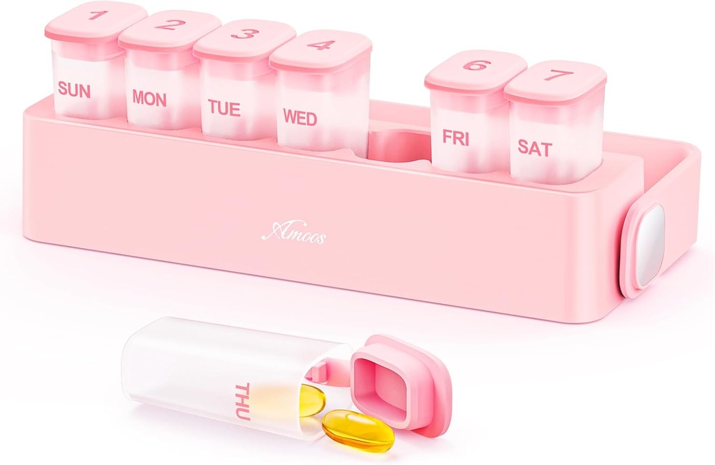Tedenske tablete Organizator z mehanizmom zaklepanja, Travel Damp-Proof tablete Box Primer 7 dan za zadrževanje vitaminov, ribje olje, dodatki, Transparent notranje zdravilo Organizator za žep, torbice, BPA-free