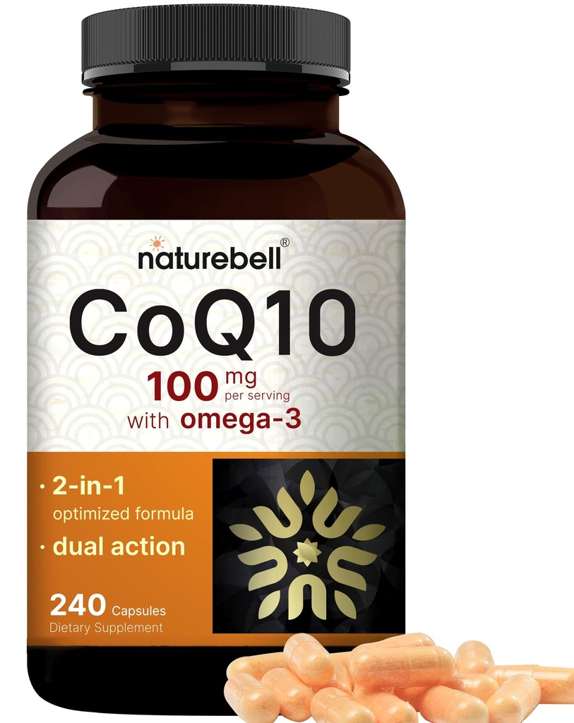 NatureBell CoQ10 100mg z Omega 3, 240 Kapsule 